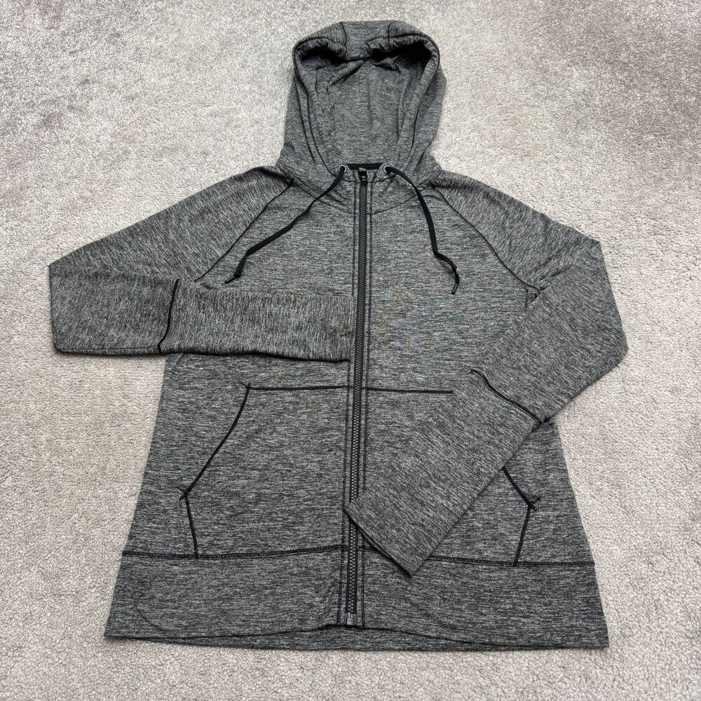Athleta Uptempo Full Zip Hoodie Jacket Women Medium Gray Heather Stretch Active